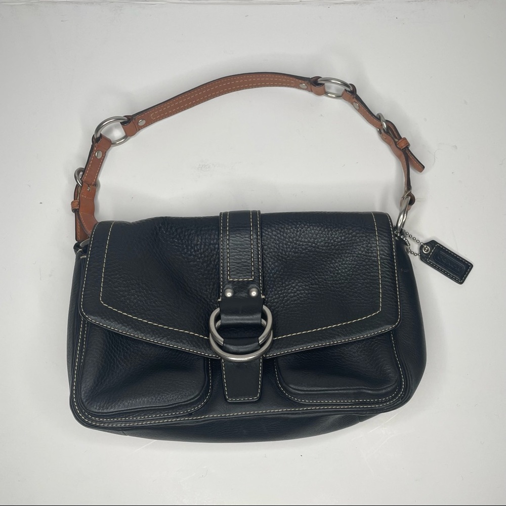 Coach Chelsea Black Pebbled Leather Shoulder Bag Purse